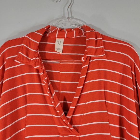 WE THE FREE Can't Fool Me red orange striped versatile tie front pull-over top - Picture 4 of 12